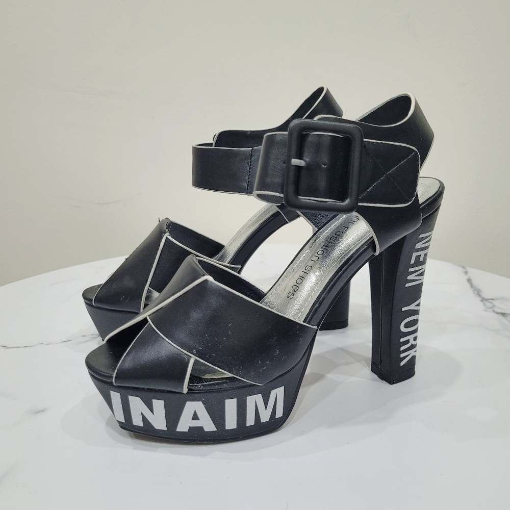 Vintage 90s Black & White Funky Style Heels Shoes US 6.5 - Picture 2 of 12